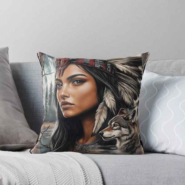 Item preview, Native American woman and wolf vintage design designed and sold by PetsArt.