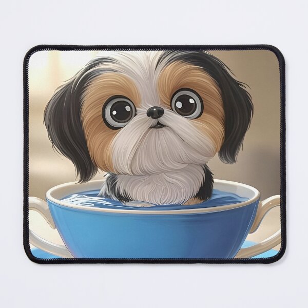 Item preview, Curious Fluffy Shih Tzu in a Teacup designed and sold by SmahiCreations.