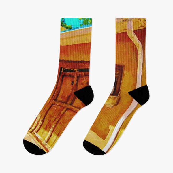 Item preview, Rustic adobe building watercolor in sunny Taos, New Mexico designed and sold by GestaltImagery.