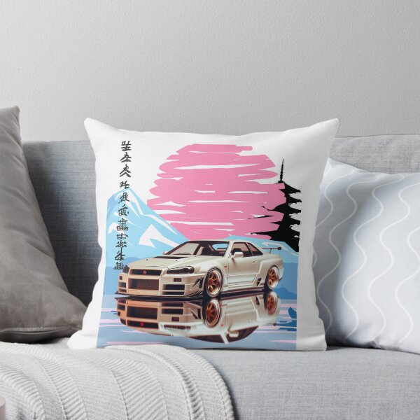 Item preview, A nissan gtr r34 in a sunset on a lake designed and sold by Merch By Adam.