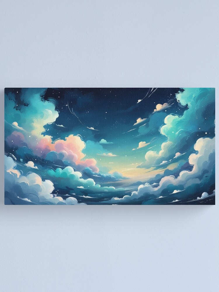 Thumbnail 1 of 3, Canvas Print, Dreamy Skyscape – Ethereal Clouds and Stars designed and sold by PixelsArtst.