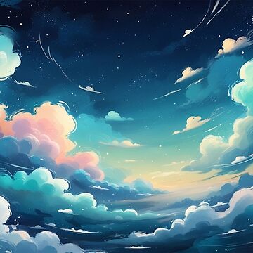 Artwork thumbnail, Dreamy Skyscape – Ethereal Clouds and Stars by PixelsArtist.com