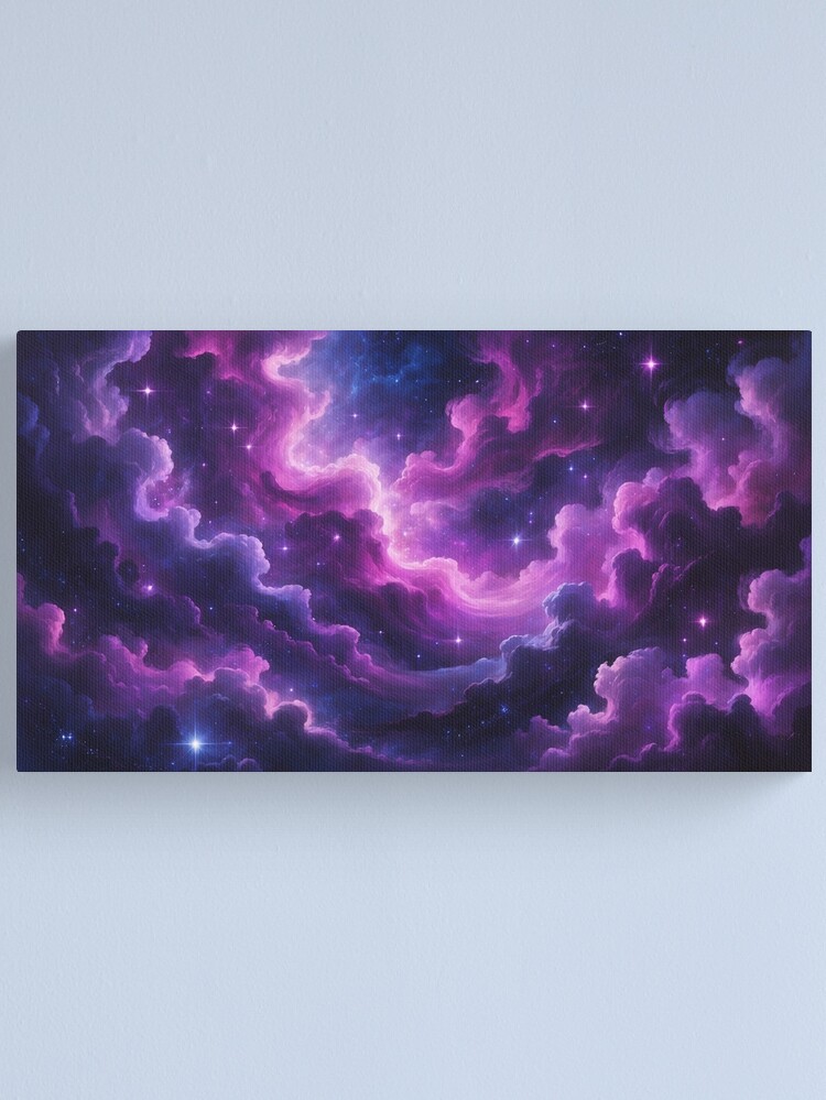 Thumbnail 1 of 3, Canvas Print, Cosmic Nebula – Purple Dreamscape designed and sold by PixelsArtst.