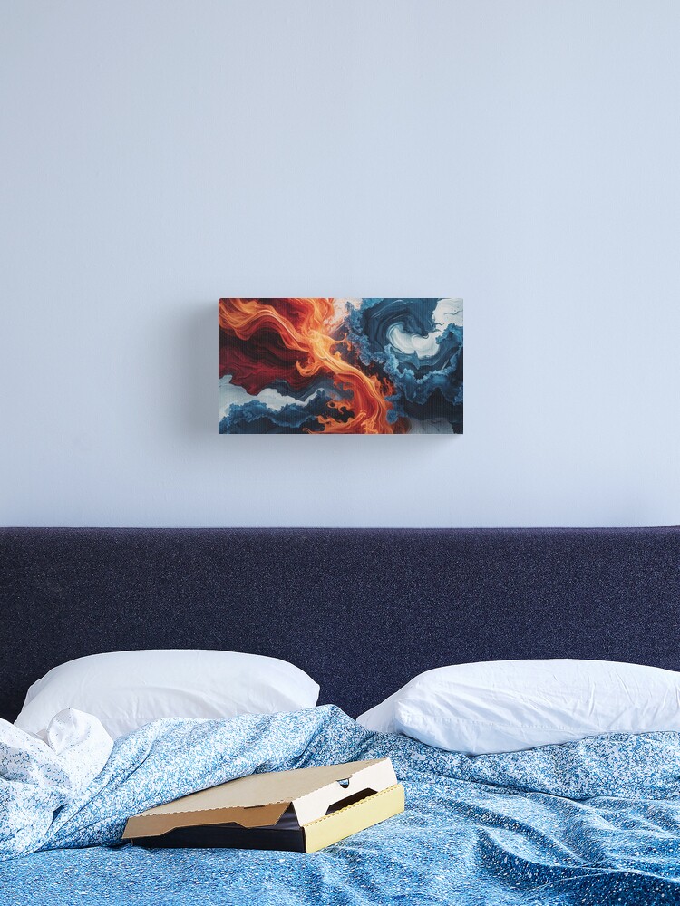 Thumbnail 2 of 3, Canvas Print, Fire and Ice – Elemental Abstract Energy designed and sold by PixelsArtst.