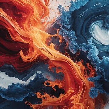 Artwork thumbnail, Fire and Ice – Elemental Abstract Energy by PixelsArtist.com