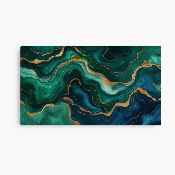 Emerald and Gold Marble – Luxurious Fluid Art Canvas Print