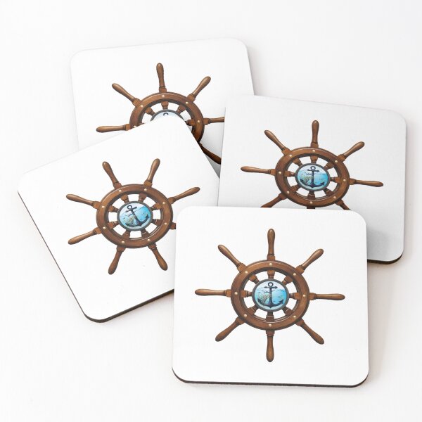 Item preview, Nautical Ship Wheel with Anchor – Underwater Ocean Art designed and sold by DscapeDesigns.