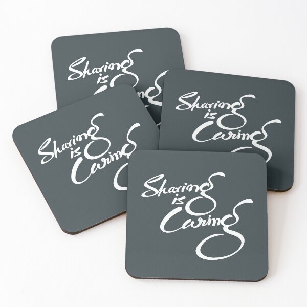Item preview, Sharing is Caring Cursive Handwriting White Lettering Composition designed and sold by Wiggly Lines.