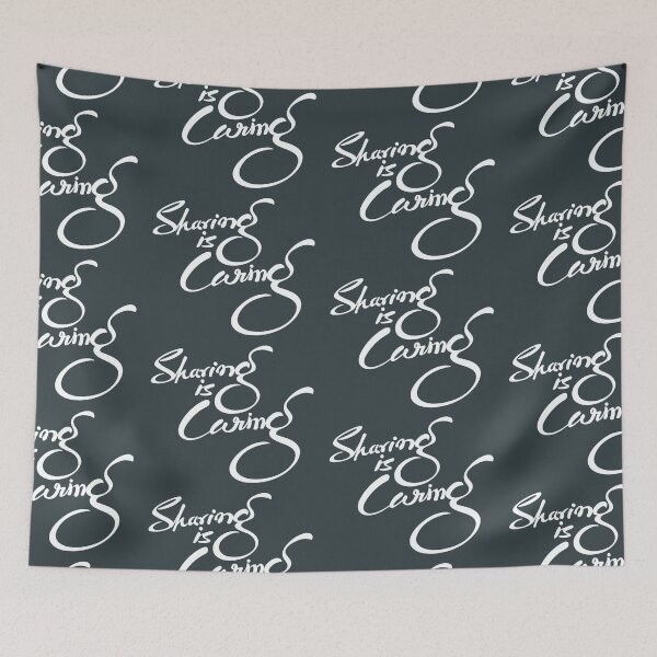 Item preview, Sharing is Caring Cursive Handwriting White Lettering Composition designed and sold by Wiggly Lines.