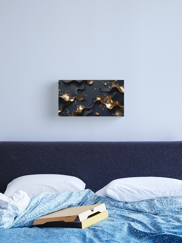 Thumbnail 2 of 3, Canvas Print, Midnight Gold – Elegant Abstract Luxury designed and sold by PixelsArtst.