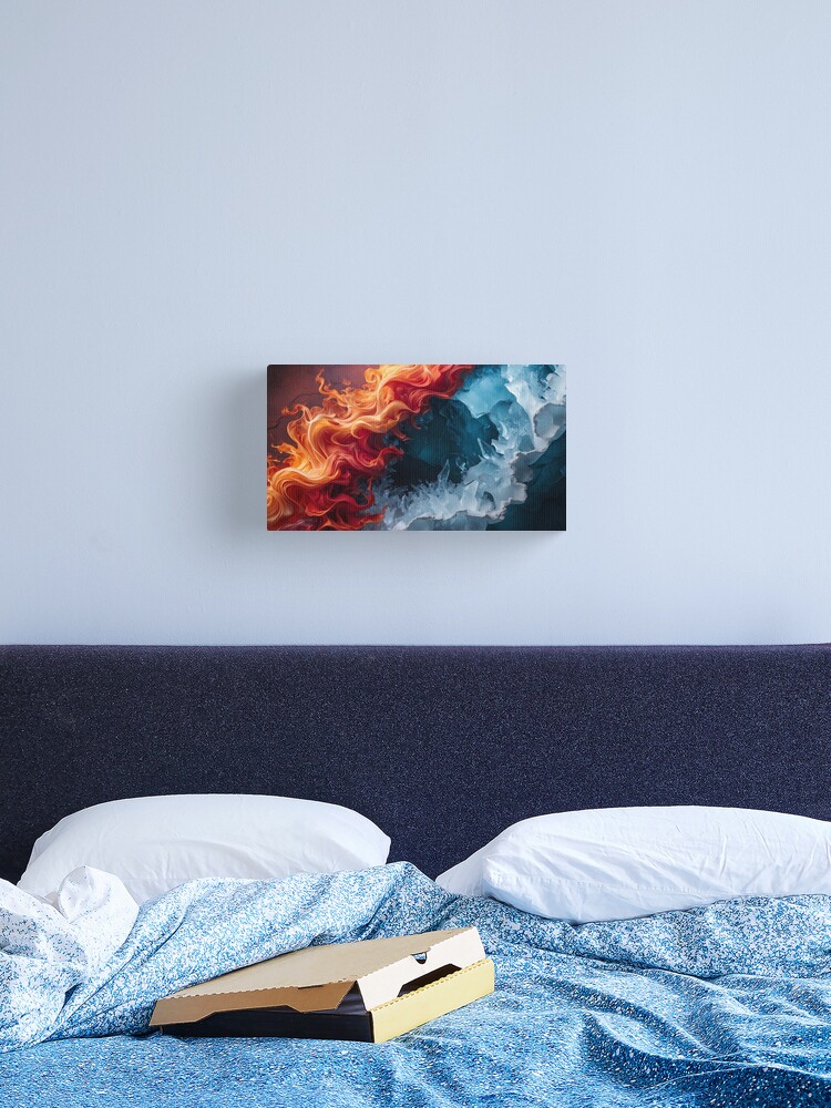 Thumbnail 2 of 3, Canvas Print, Fire vs Ice – Elemental Power Clash designed and sold by PixelsArtst.