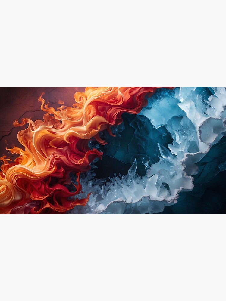 Thumbnail 3 of 3, Canvas Print, Fire vs Ice – Elemental Power Clash designed and sold by PixelsArtst.