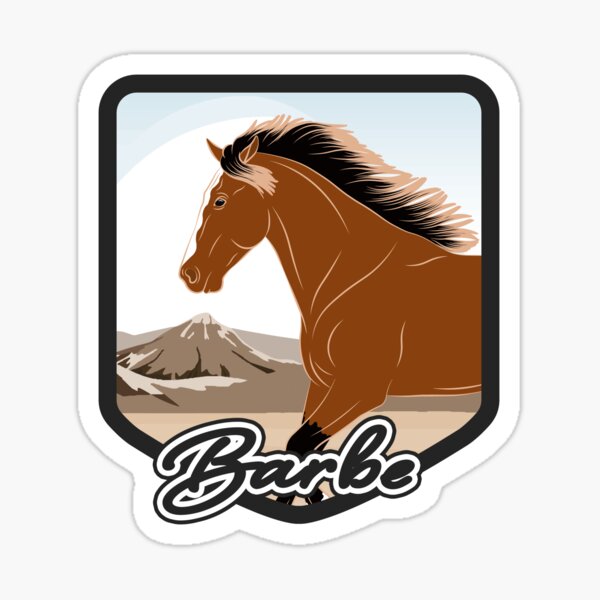 Aperçu de l'œuvre Cheval Barbe, blason et armoirie cheval bai, cheval de selle, races de chevaux du Maroc créée et vendue par WebEquitation®.