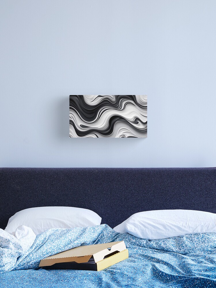 Thumbnail 2 of 3, Canvas Print, Monochrome Waves – Abstract Fluid Motion designed and sold by PixelsArtst.
