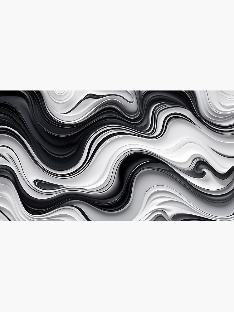 Thumbnail 3 of 3, Canvas Print, Monochrome Waves – Abstract Fluid Motion designed and sold by PixelsArtst.