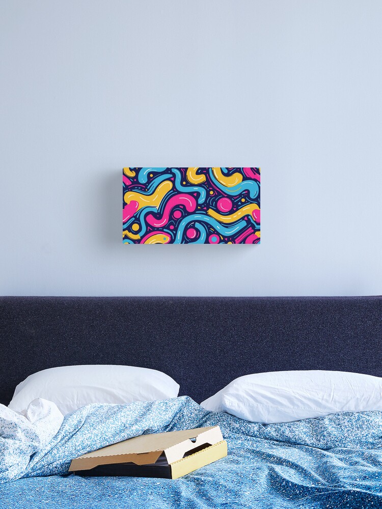 Thumbnail 2 of 3, Canvas Print, Retro Pop – Vibrant Abstract Doodle Art designed and sold by PixelsArtst.