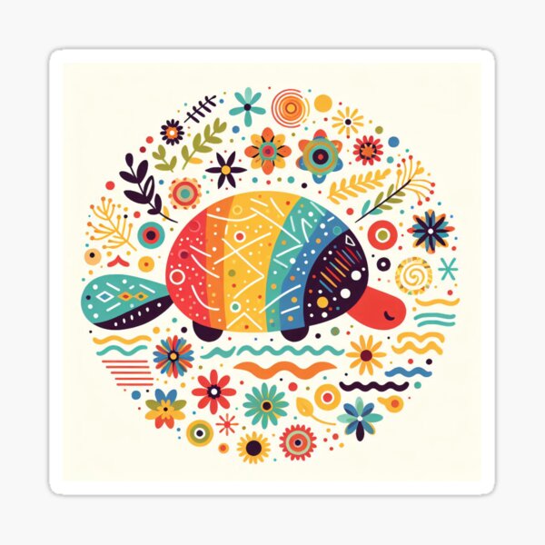 Item preview, Scandinavian Folk Art Platypus – Rainbow and Floral Motifs by heidiannemorris designed and sold by FOLK ART FUSION by heidiannemorris.