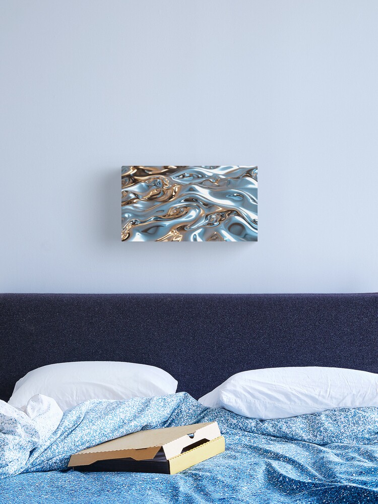 Thumbnail 2 of 3, Canvas Print, Liquid Metal – Futuristic Chrome Waves designed and sold by PixelsArtst.