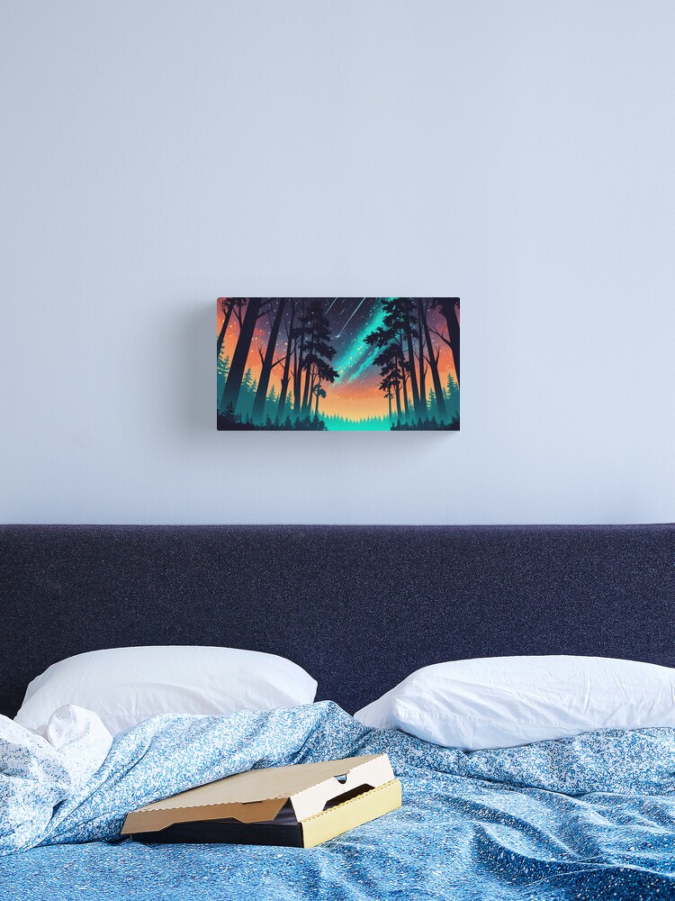 Thumbnail 2 of 3, Canvas Print, Cosmic Forest – Starry Night Wilderness designed and sold by PixelsArtst.