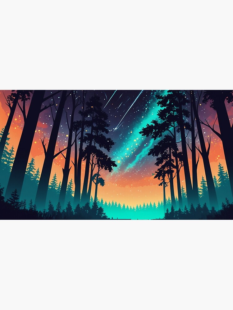 Thumbnail 3 of 3, Canvas Print, Cosmic Forest – Starry Night Wilderness designed and sold by PixelsArtst.