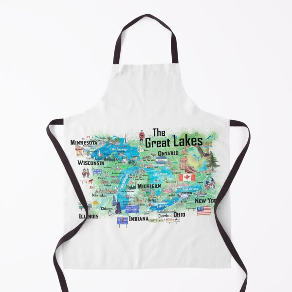 Item preview, Great Lakes Canada USA Illustrated Travel Poster Favorite Map with Roads and Tourist Highlights designed and sold by artshop77.