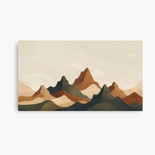 Boho Mountain Landscape – Earthy Tones Canvas Print