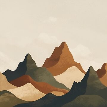 Artwork thumbnail, Boho Mountain Landscape – Earthy Tones by PixelsArtist.com