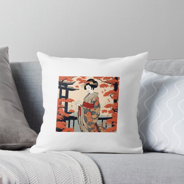 Item preview, kimono asian beauty in autmn temple designed and sold by FunkyBeaver.