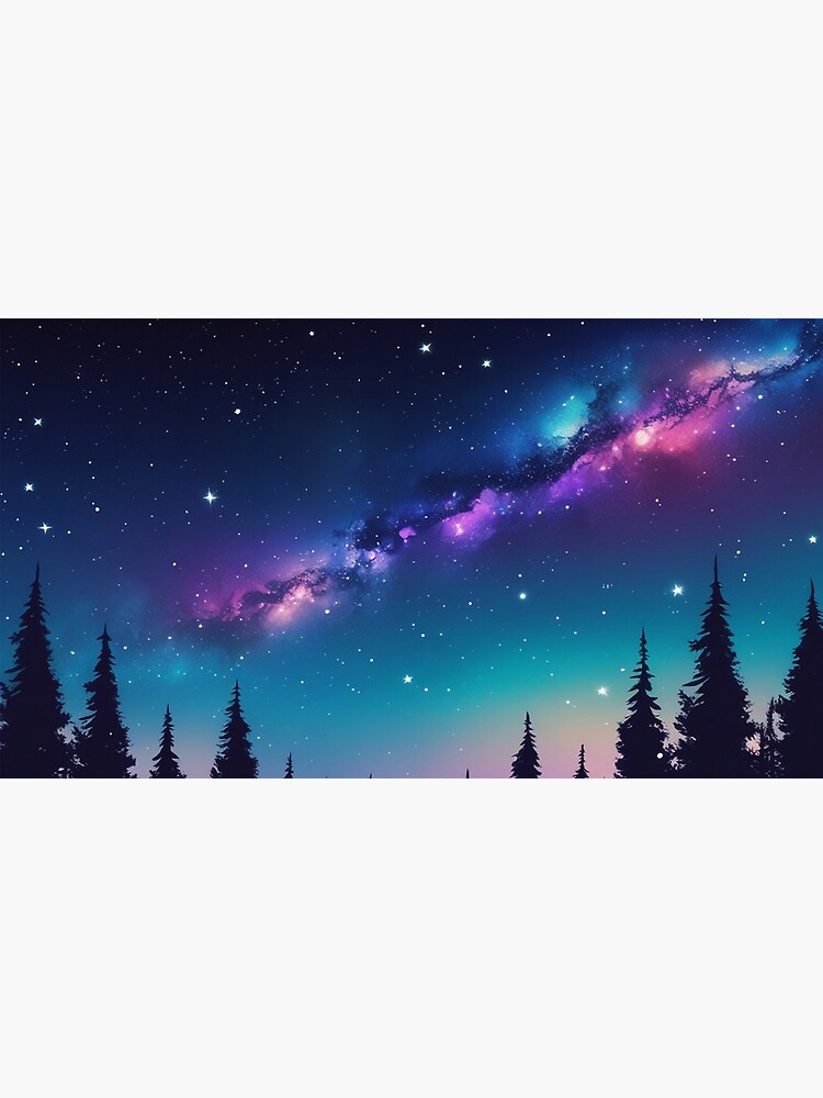 Thumbnail 3 of 3, Canvas Print, Starlit Forest – Cosmic Night Sky designed and sold by PixelsArtst.