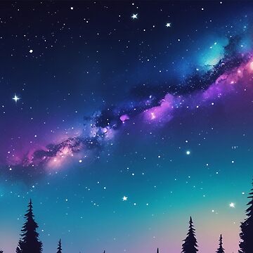Artwork thumbnail, Starlit Forest – Cosmic Night Sky by PixelsArtist.com