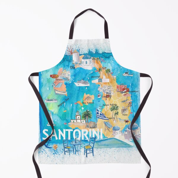 Item preview, Santorini Greece Illustrated Map with Main Roads Landmarks and Highlights designed and sold by artshop77.