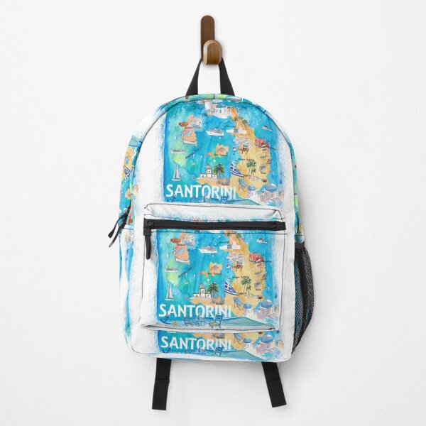 Item preview, Santorini Greece Illustrated Map with Main Roads Landmarks and Highlights designed and sold by artshop77.