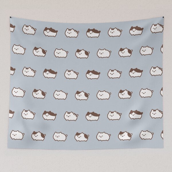 Item preview, Plump Cats Pattern / Blue Beige designed and sold by Yuru Pals.