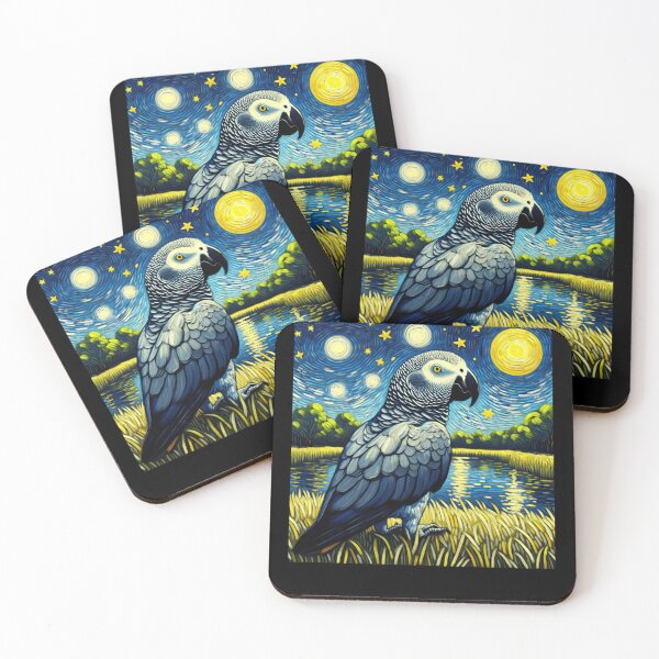 Item preview, Starry Night African Grey Parrot Van Gogh Bird Lover designed and sold by Kimberley King Art  King Art.