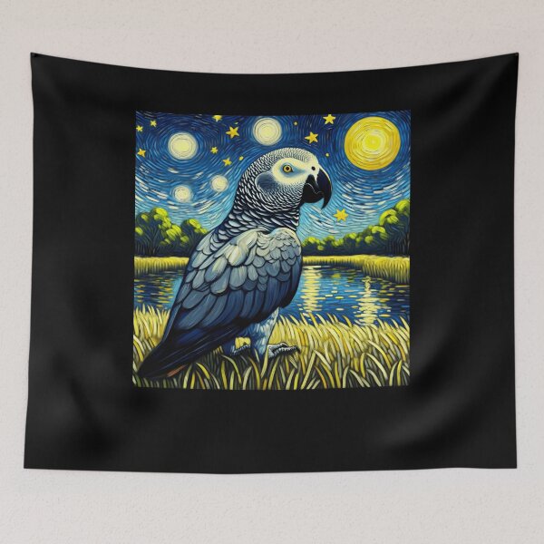 Item preview, Starry Night African Grey Parrot Van Gogh Bird Lover designed and sold by Kimberley King Art  King Art.