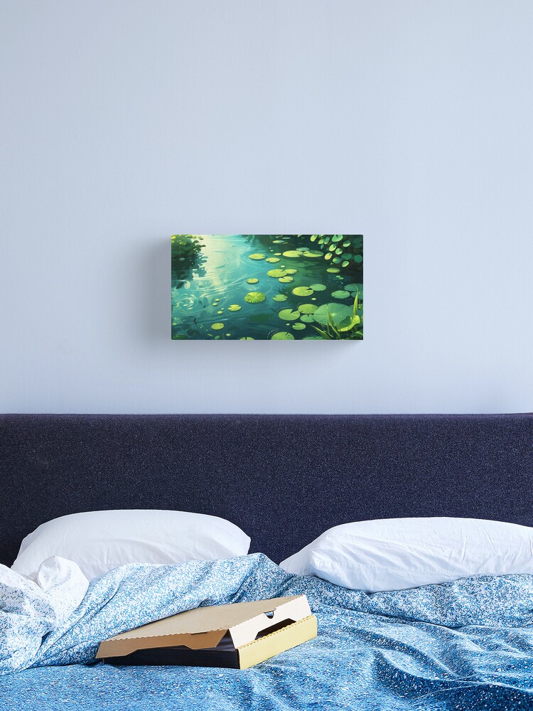 Thumbnail 2 of 3, Canvas Print, Tranquil Pond – Sunlit Water Lilies designed and sold by PixelsArtst.
