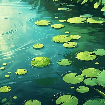 Artwork thumbnail, Tranquil Pond – Sunlit Water Lilies by PixelsArtist.com