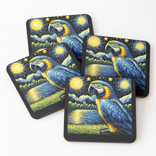 Item preview, Starry Night Blue and Yellow Macaw Parrot Van Gogh Bird Lover designed and sold by Kimberley King Art  King Art.