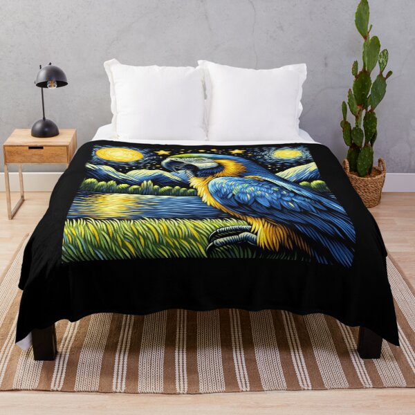 Item preview, Starry Night Blue and Yellow Macaw Parrot Van Gogh Bird Lover designed and sold by Kimberley King Art King Art.