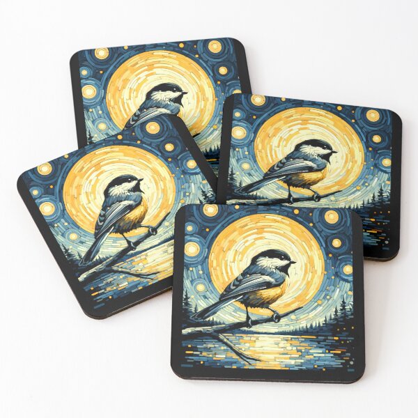 Item preview, Starry Night Chickadee Van Gogh Bird Lover designed and sold by Kimberley King Art  King Art.