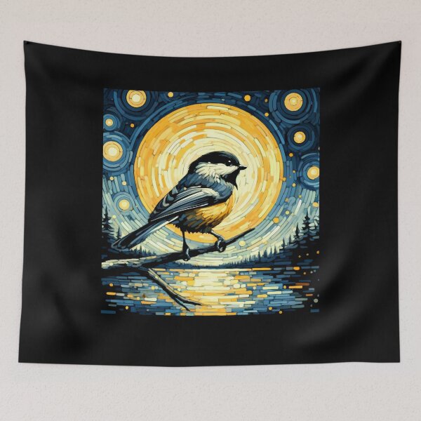 Item preview, Starry Night Chickadee Van Gogh Bird Lover designed and sold by Kimberley King Art  King Art.