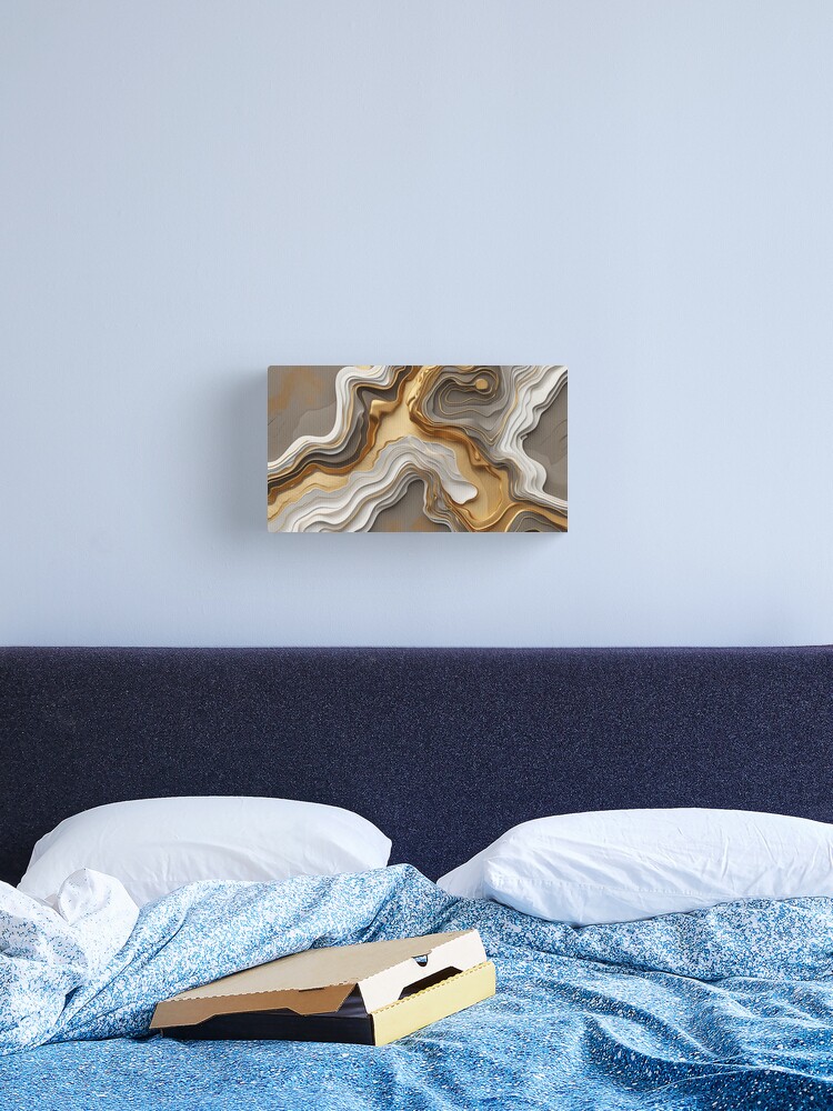 Thumbnail 2 of 3, Canvas Print, Luxurious Topography – Gold & Marble Layers designed and sold by PixelsArtst.