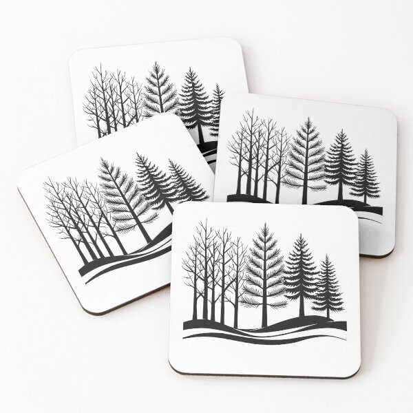 Item preview, Mystical Black Forest Silhouette – Aesthetic Nature Art with Pine Trees designed and sold by IINSPIRA.