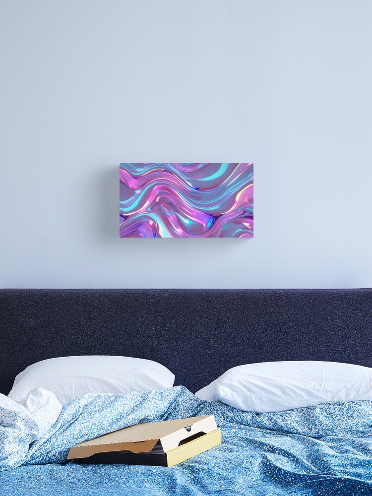 Thumbnail 2 of 3, Canvas Print, Iridescent Waves – Futuristic Liquid Chrome designed and sold by PixelsArtst.