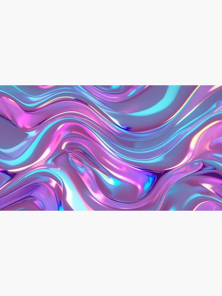 Thumbnail 3 of 3, Canvas Print, Iridescent Waves – Futuristic Liquid Chrome designed and sold by PixelsArtst.