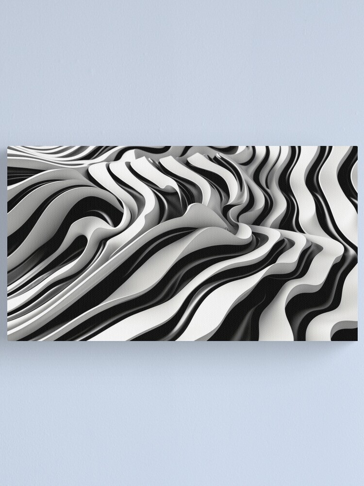 Thumbnail 1 of 3, Canvas Print, Monochrome Waves – Abstract Black & White Flow designed and sold by PixelsArtst.