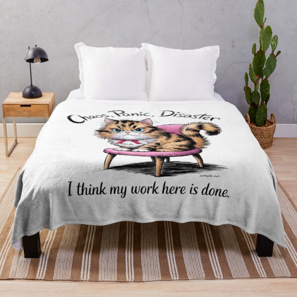 Item preview, my work is done, cat, feline, trouble maker, funnyfits70, Humor, Funny, retro, vintages, funny quotes, animal humor, designed and sold by FunnyFits70.