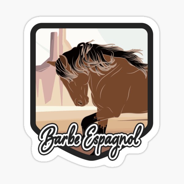 Aperçu de l'œuvre Cheval Barbe Espagnol, blason et armoirie cheval rouanné, cheval de selle, races de chevaux des États Unis créée et vendue par WebEquitation®.