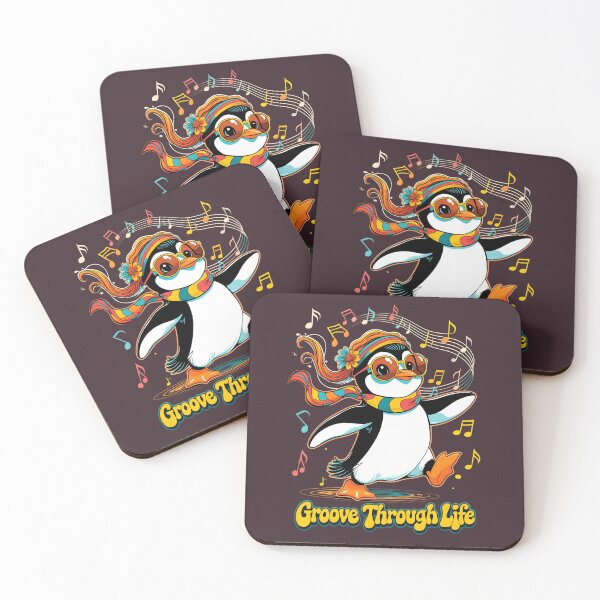 Item preview, Groove Through Life - Groovy Penguin Boho 70s Art | LaLi Designs designed and sold by LaLi-Designs.