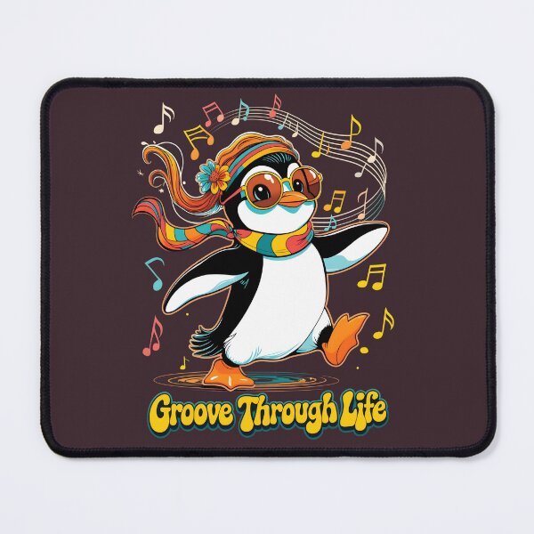Item preview, Groove Through Life - Groovy Penguin Boho 70s Art | LaLi Designs designed and sold by LaLi-Designs.